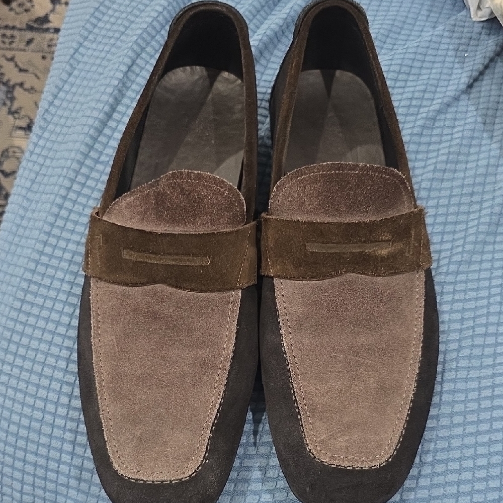 Men's Suede Loafers - Brown and Black